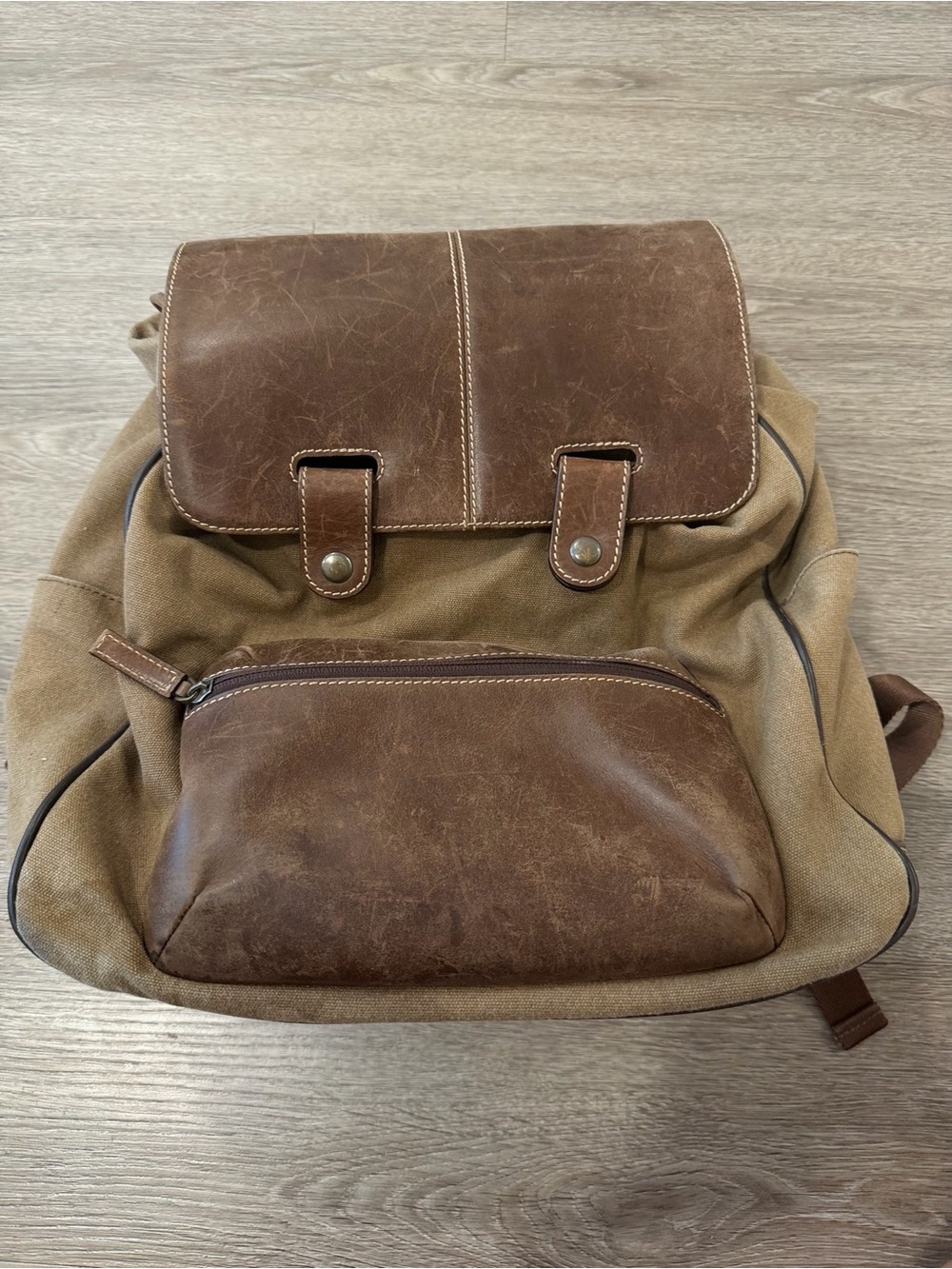 Boconi Canvas and Leather Backpack - Brown